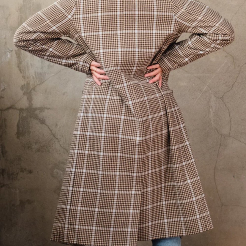 Brushed Plaid Overcoat